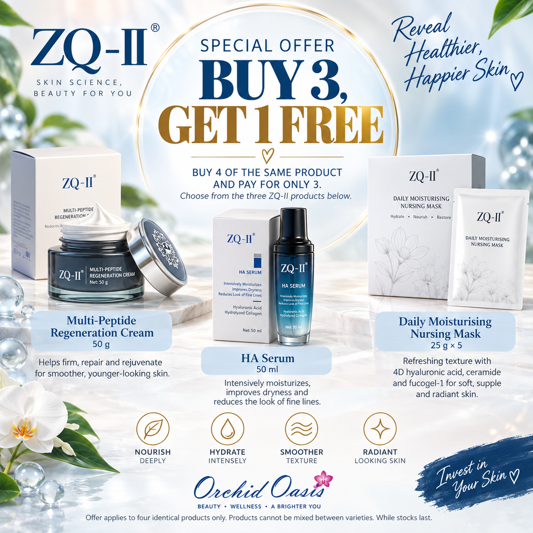 ZQ-II Skincare Special — Buy 3, Get 1 Free